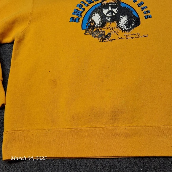 * VTG Empire Sled Dog Race Sweatshirt Adult Large Yellow Crew Neck USA Made - Picture 2 of 7